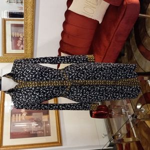 Dvf Black White Yellow Patterned Dress